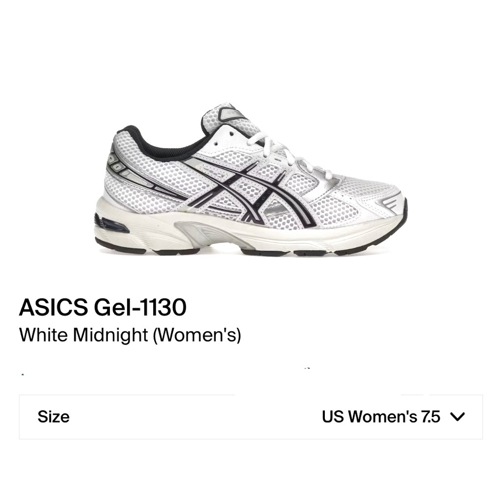 Gel-1130 White/Midnight Women US 7 1/2- New with Box